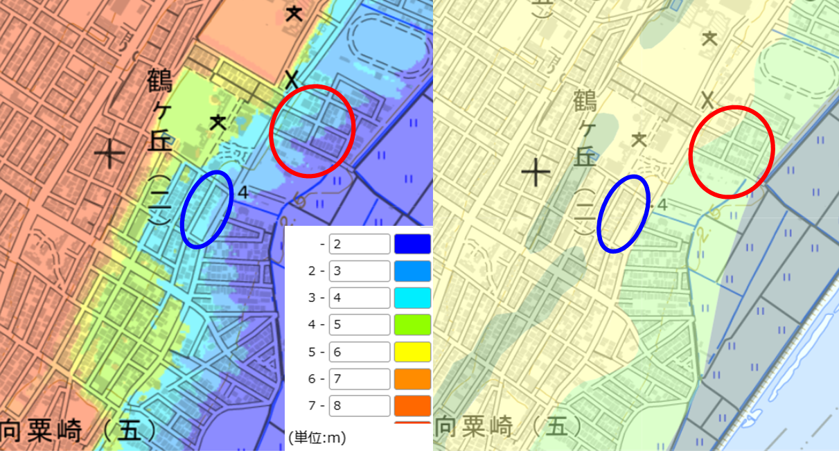 内灘町鶴ヶ丘地区の被害