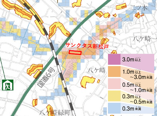 松戸市ハザードマップ　サンクタス新松戸 