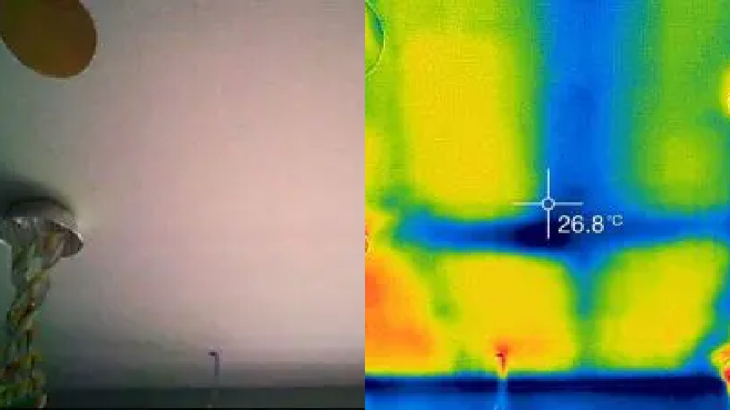 最上階天井面チェックの様子
