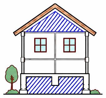 床下と屋根裏を調査対象とするゴールドコースの住宅図