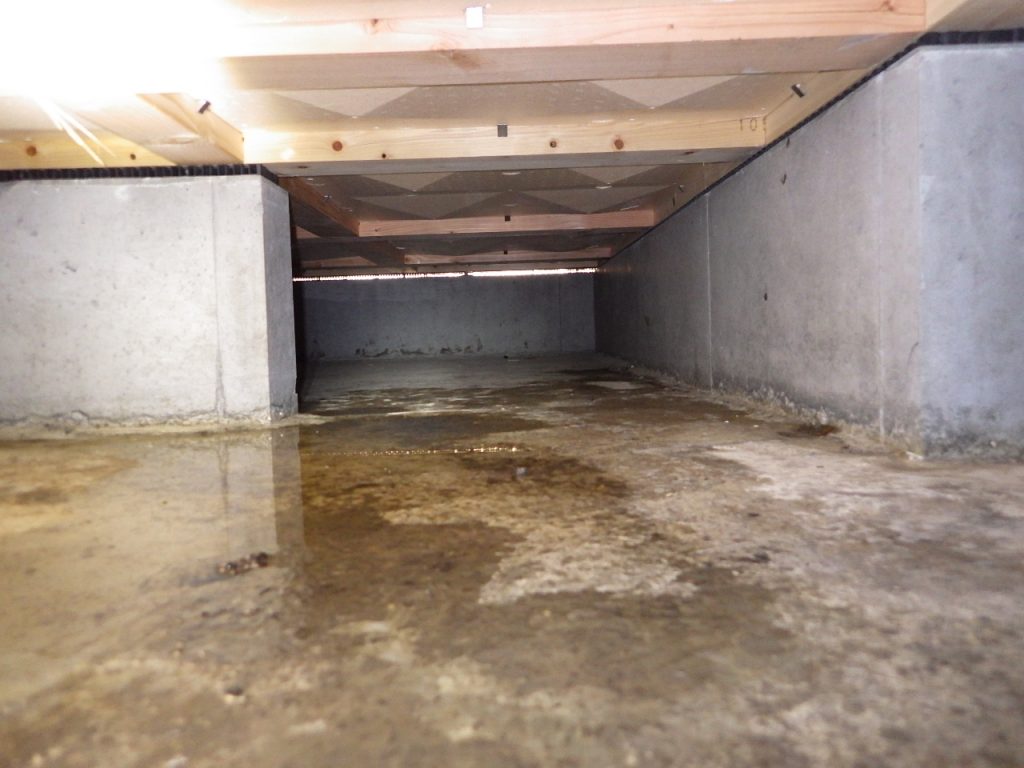 新築戸建て物件の床下の設備排水管からの漏水