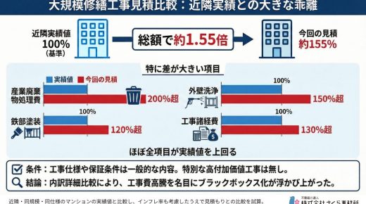 マンション大規模修繕「物価高だから高い」は本当か？近隣実績の約1.5倍に膨らんだ見積り──内訳の大半が相場超え