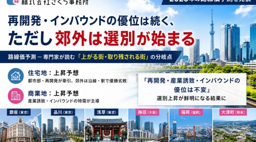 再開発・インバウンドの優位は続く、ただし郊外は選別が始まる路線価予測―専門家が読む「上がる街・取り残される街」の分岐点 再開発・インバウンドの優位は続く、ただし郊外は選別が始まる路線価予測―専門家が読む「上がる街・取り残される街」の分岐点