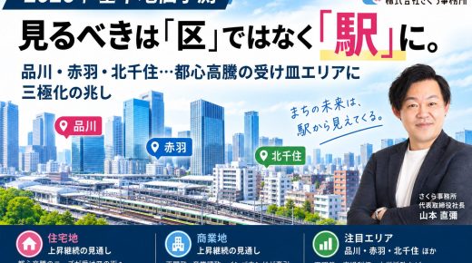 品川・赤羽・北千住…都心高騰の受け皿エリアに三極化の兆し基準地価予測―見るべきは「区」ではなく「駅」に。 品川・赤羽・北千住…都心高騰の受け皿エリアに三極化の兆し基準地価予測―見るべきは「区」ではなく「駅」に。